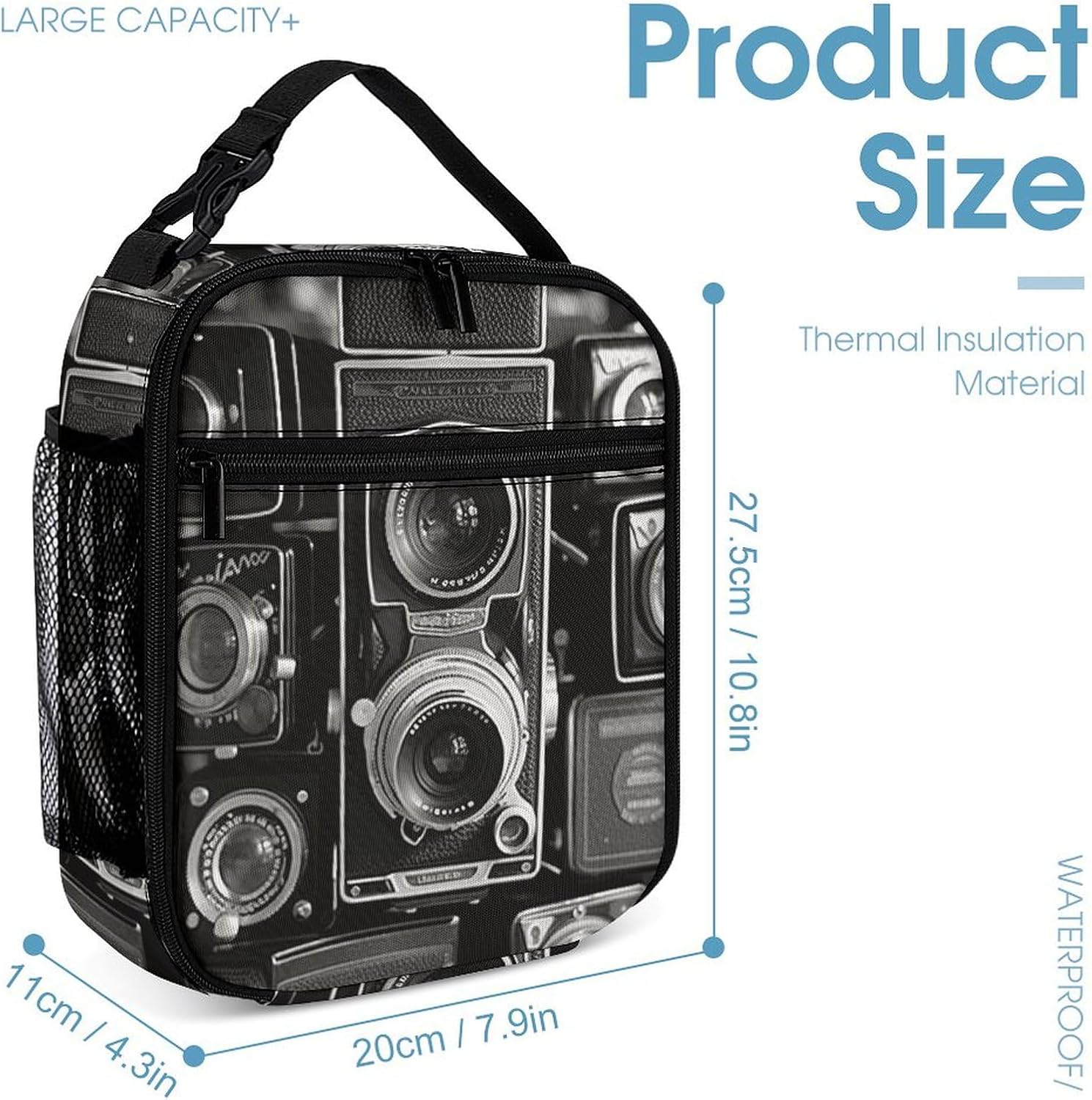 Vintage Camera Backpack for Women Men Lightweight Waterproof Backpack Set With Lunch Box Pencil Case Travel Laptop Backpack Casual Daypacks image 4