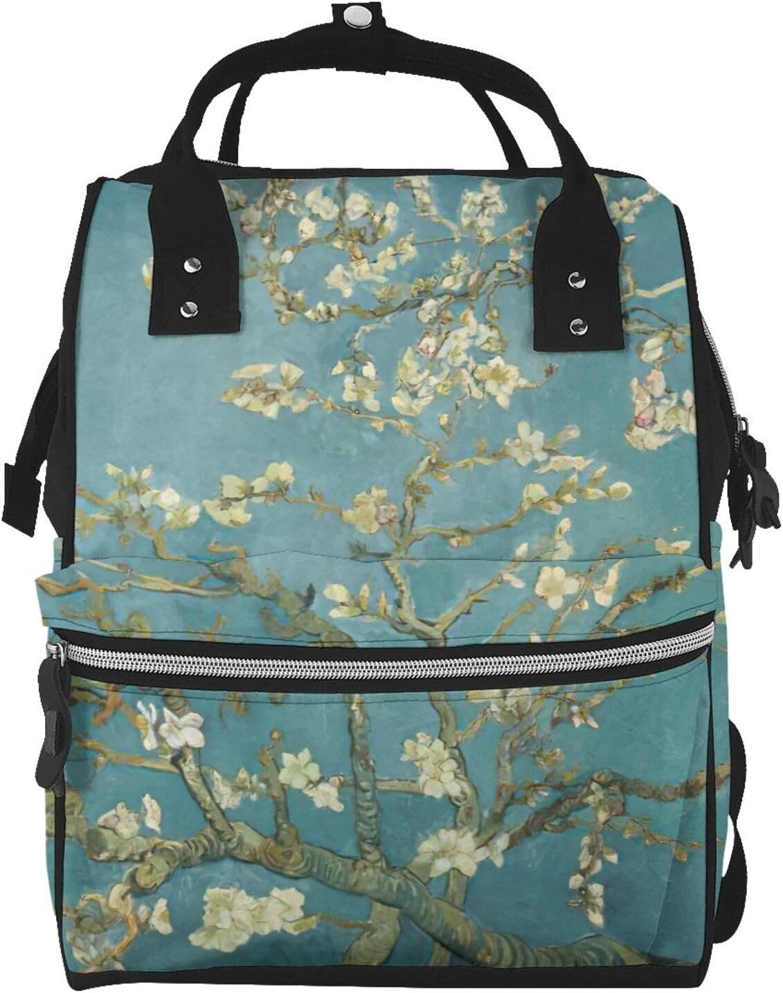 Elegant almond blossom Print Mummy backpack Large, Waterproof,Adjustable Straps for Outdoor Activities