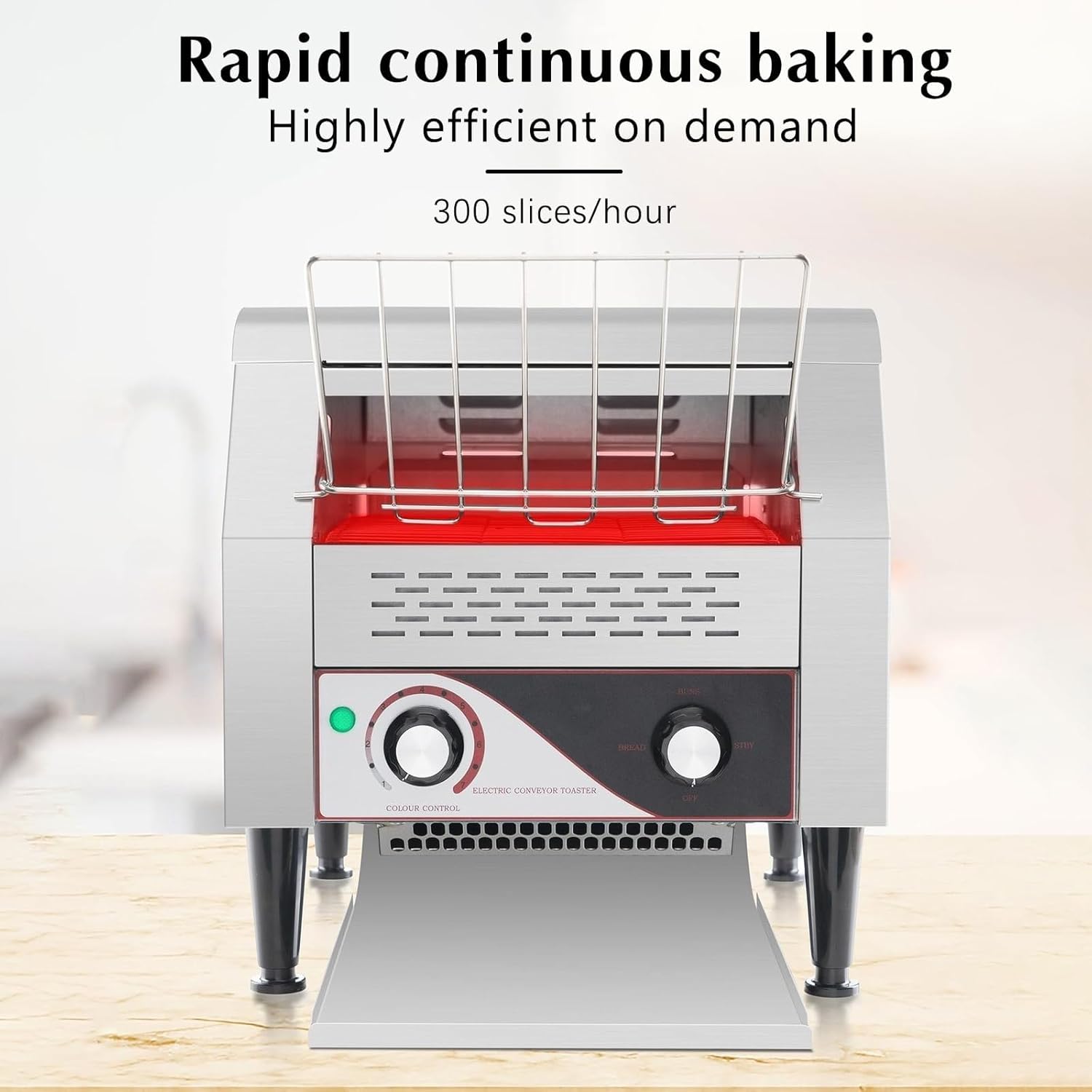Commercial Conveyor Toaster, Stainless Steel Conveyor Toaster, Toast Bread Machines, Suitable for Restaurants Cafes Bakeries Hotels Buffets, Ideal for Toasting Bun Bagel Bread