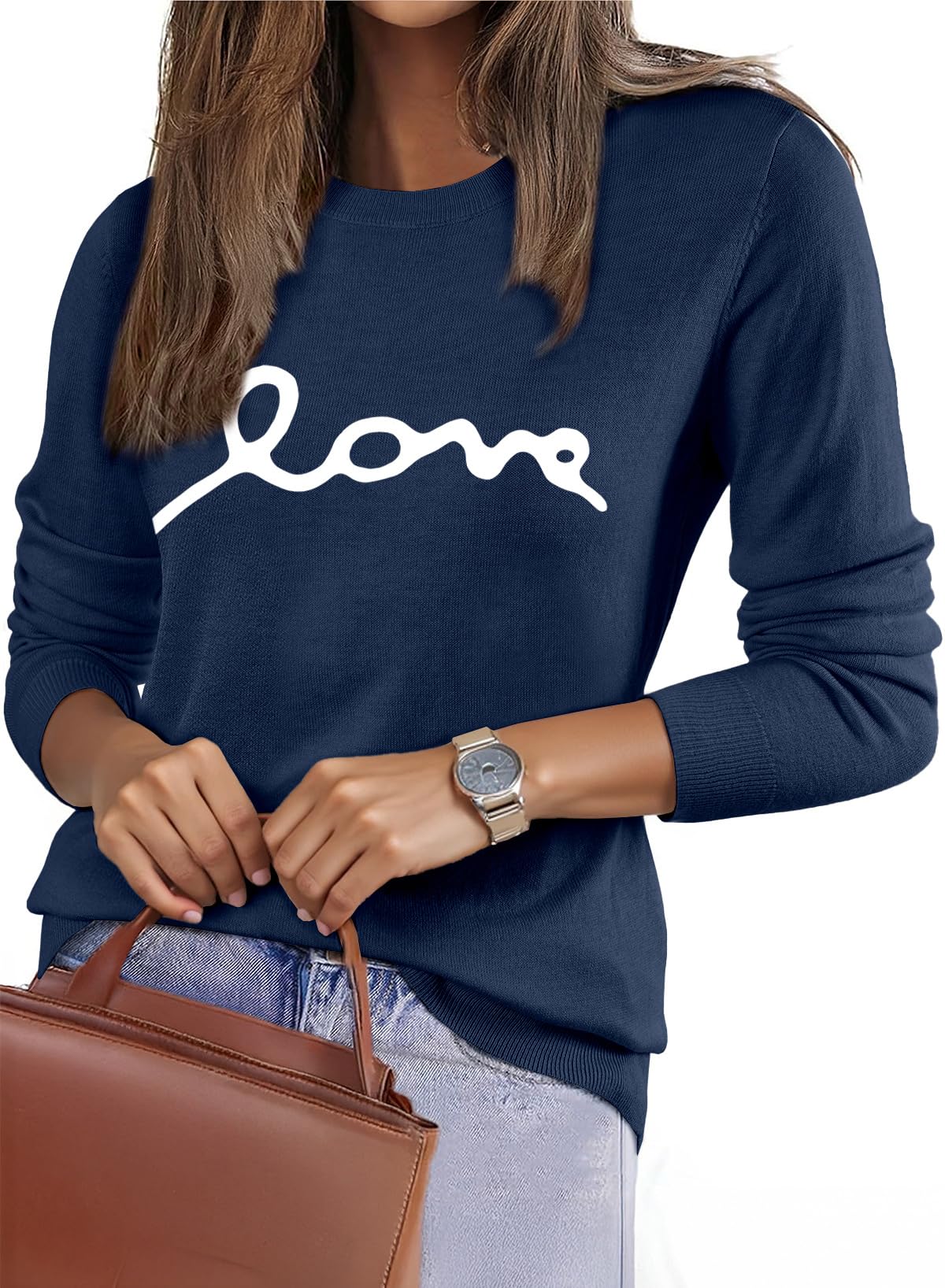 Fall Sweaters for Women 2026 Trendy Wool Blend Sweaters Long Sleeve Crewneck Fall Outfits Pullover Sweater Tops-image-49