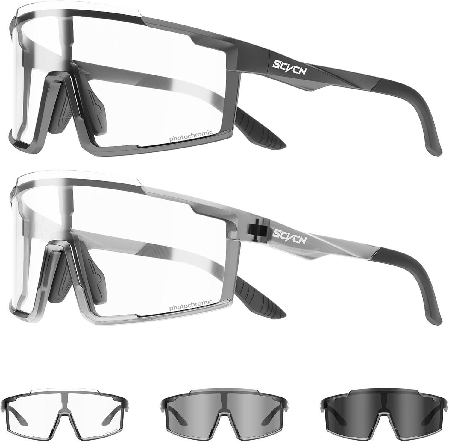 SCVCN Photochromic Cycling Glasses Sports Sunglasses for Men Women Mountain MTB Glasses UV Protection Driving Running S121