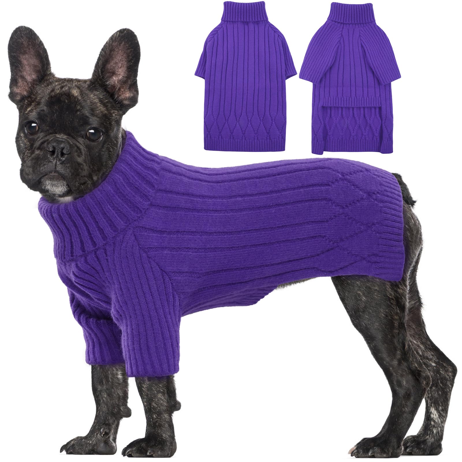 OUOBOB Dog Jumper for Medium Dogs Warm Winter Fall Turtleneck Knitwear, Christmas Jumper