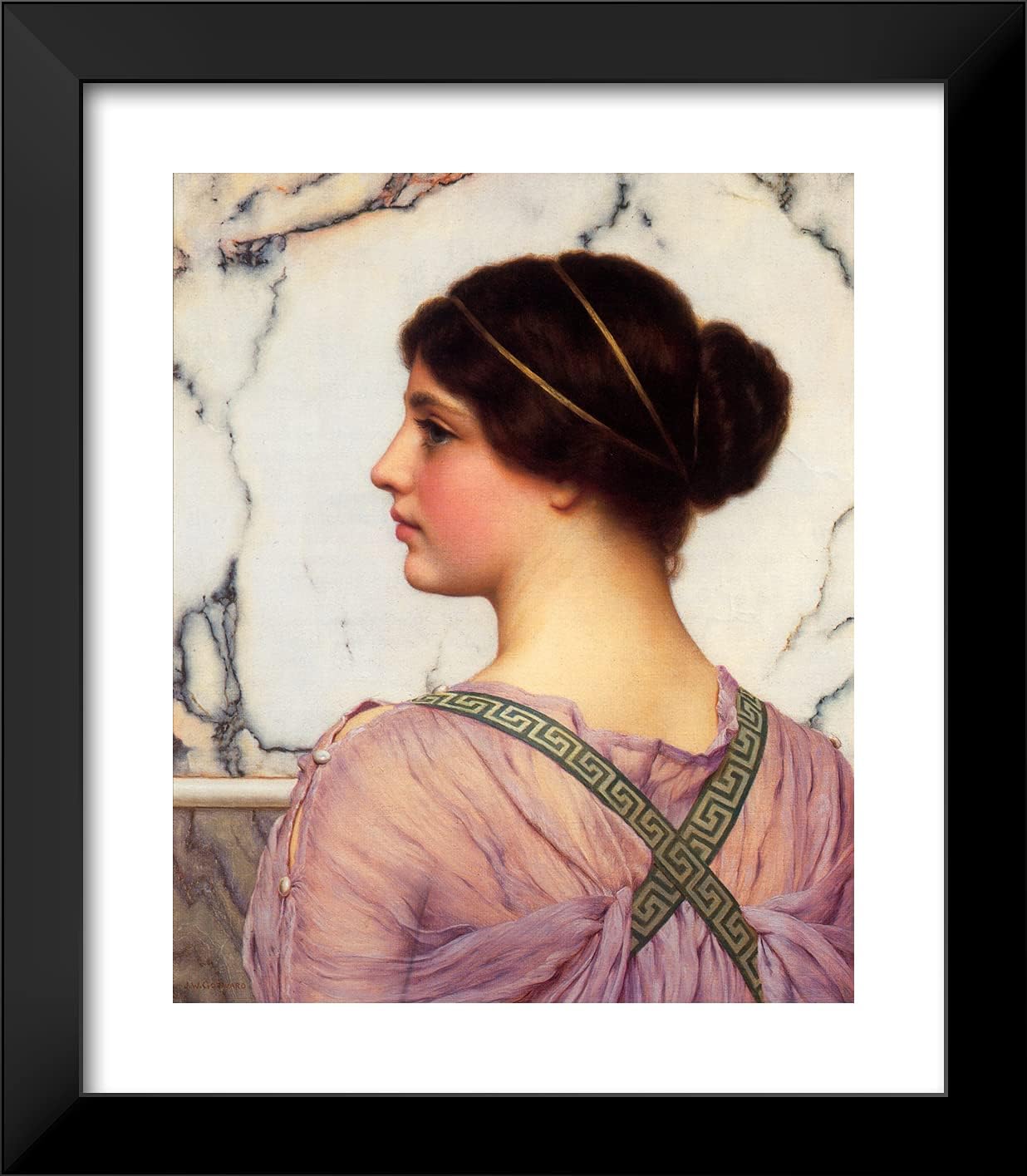 ArtDirect Godward, John 20x23 Black Modern Framed Art Print Titled: A Grecian Lovely