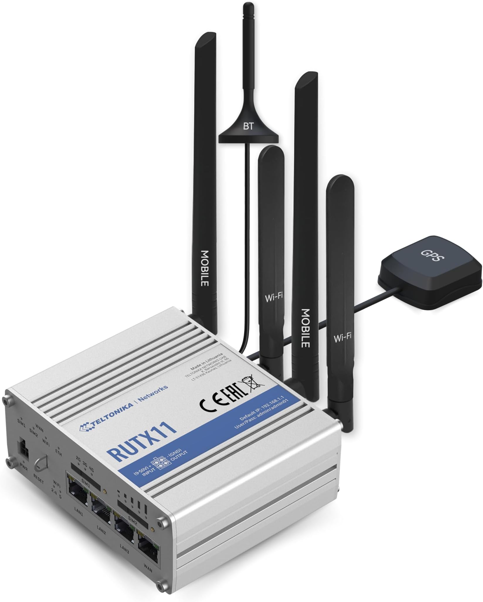 Teltonika RUTX11100400 Model RUTX11 Industrial Cellular Router; 4G LTE CAT 6; Dual SIM; WI-FI and BT; Compatible with All US Operators