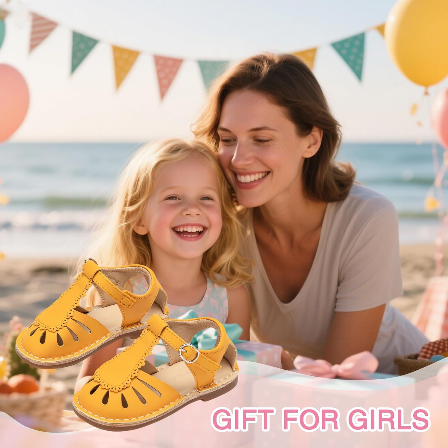 THEE BRON Toddler Girl Vintage Closed-Toe Sandals Hollow Out Rustic Summer Shoes