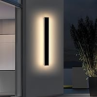 Vista 8 de luces de pared exterior de 39 pulgadas largas, lámpara de pared montada moderna, luces de 3 colores 3000K/4500K/6000K, IP65 impermeable, apliques