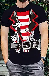 Fantasia de pirata masculina Halloween adulto: camiseta Captain Cruise Caribbean manga curta