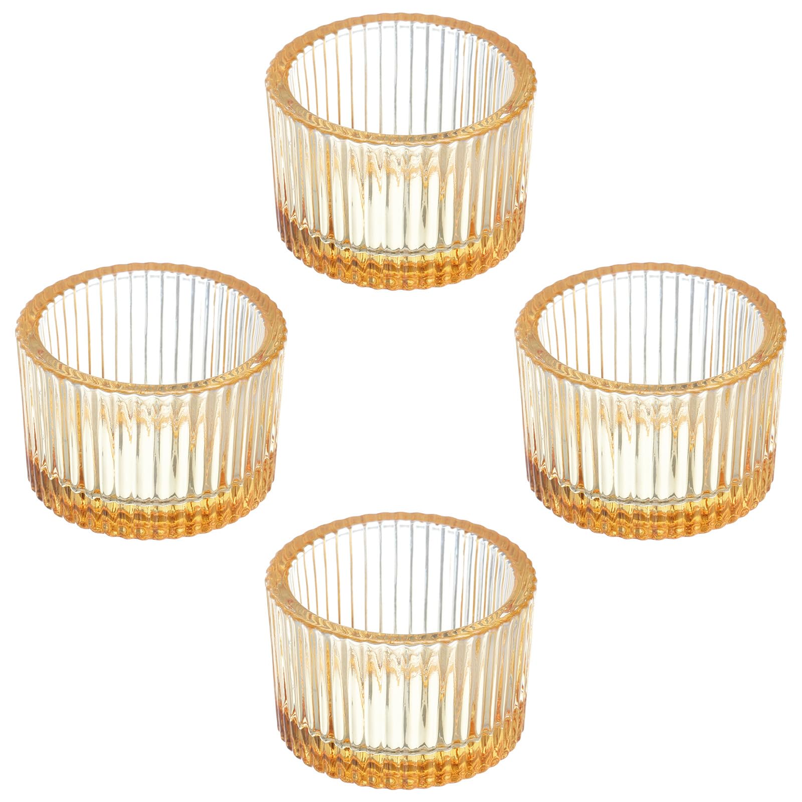 PATIKIL 4 Pcs Tealight Candle Holder, Tea Lights Candle Holder Glass Votive Candle Holders Glass Candle Holders for Table Centerpiece Decor Wedding Dinner Party, Gold Tone