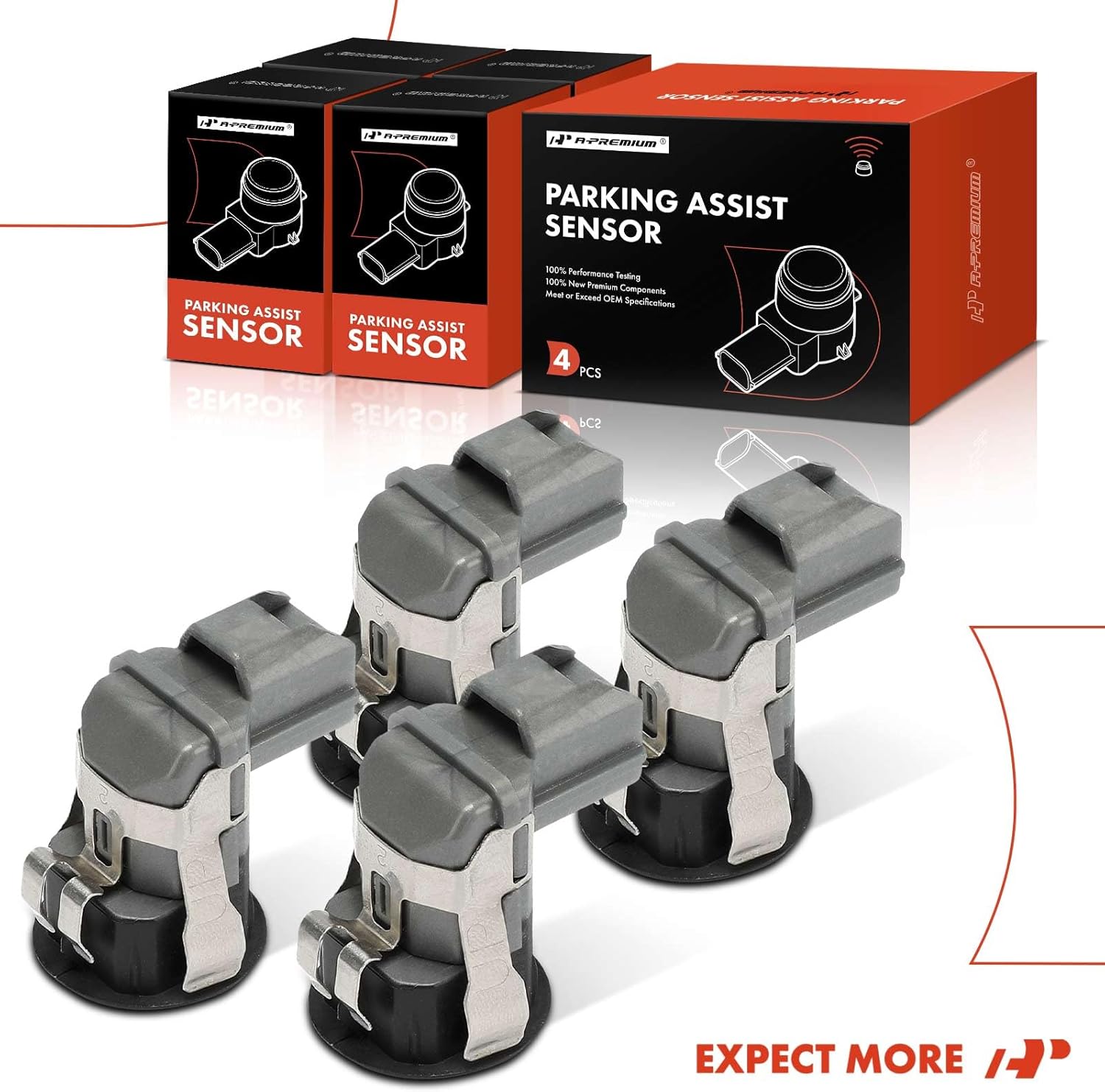 A-Premium 4-PC Reverse Backup Parking Assist Sensor Compatible with Infiniti Models - QX50, Q60, G37, Cube, QX56, QX70, Q70, EX35, EX37, FX35, FX37, FX50, G25, G37, M35h, M37, M56