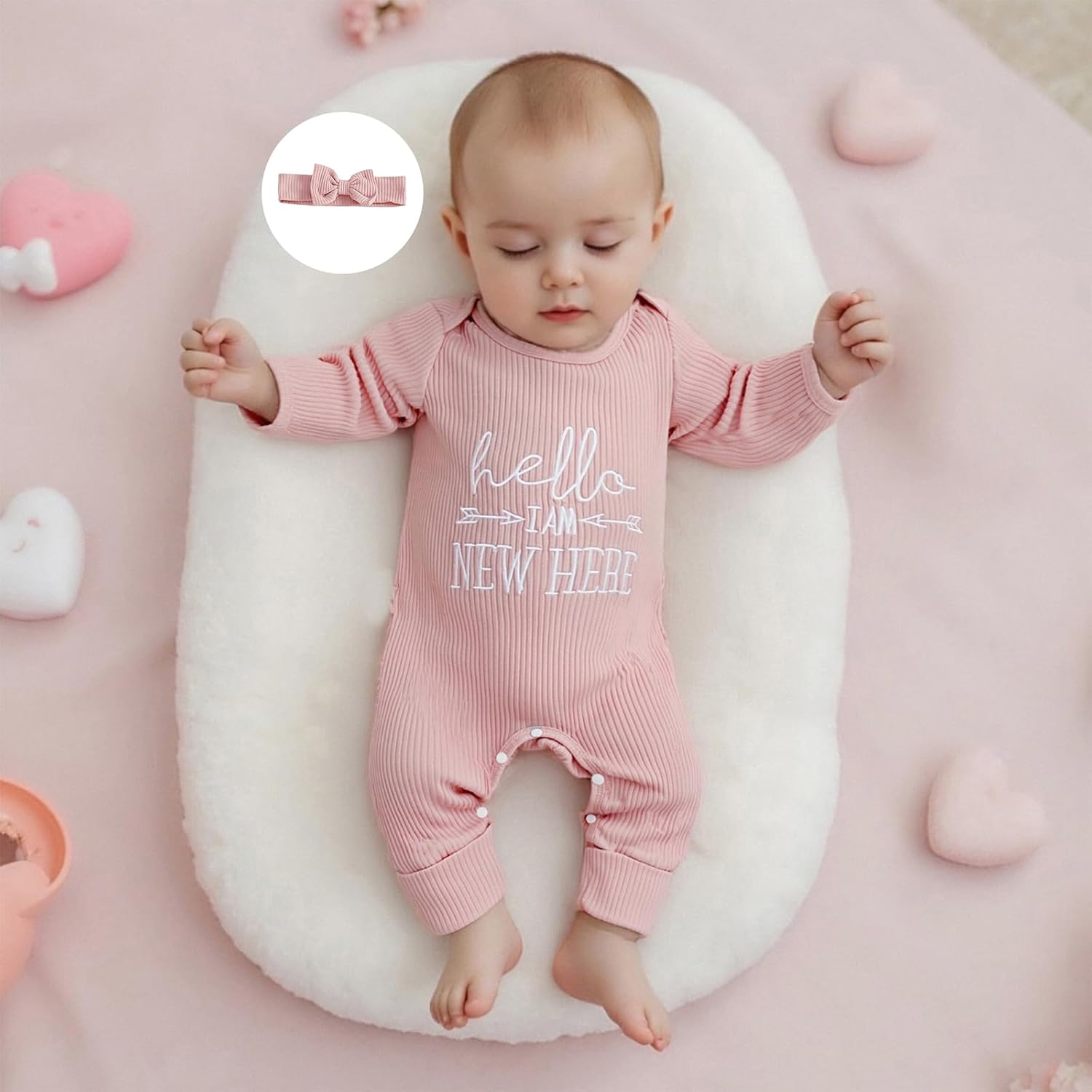 Newborn Baby Girl Winter Clothes Ruffle Ribbed Knit Romper One Piece Long Sleeve Jumpsuit Cute Coming Home Outfit - Image 3