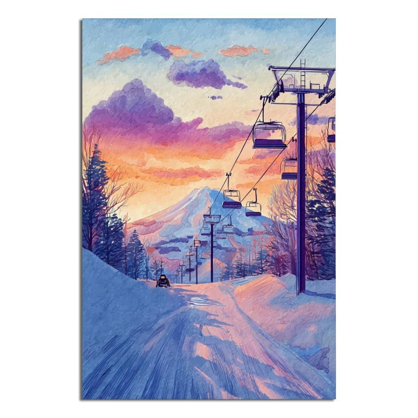 CFXNGA Niseko Poster 20x30inch(50x75cm) Vintage Watercolor Canvas Art