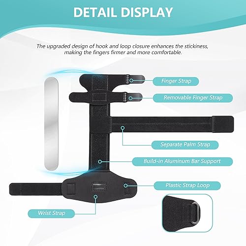 Miniatura 6 de Férula de dedo de gatillo, férula ajustable para dos dedos, soporte completo de mano y muñequera, tratamiento inmovilizador enderezador de metal