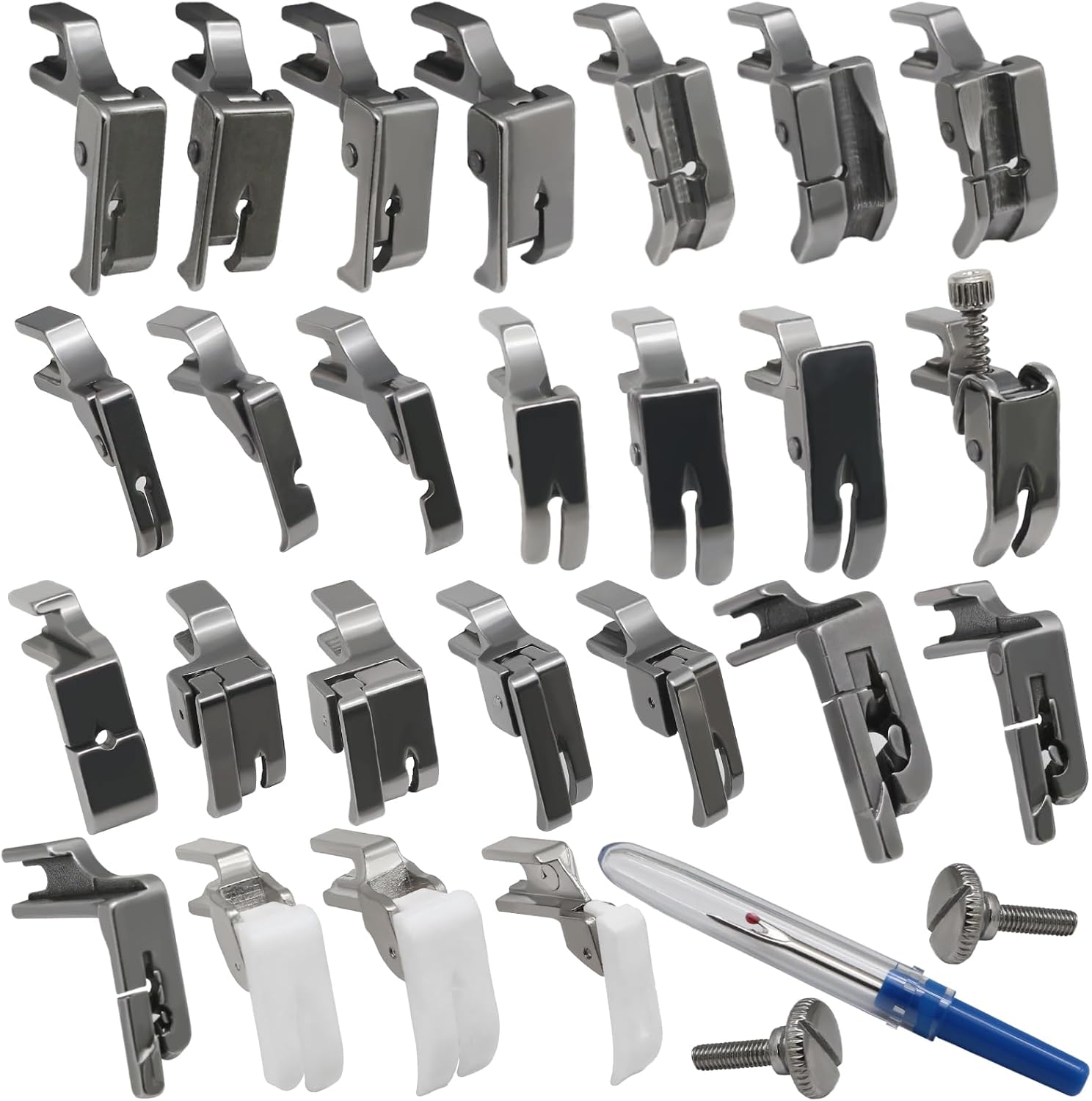 28 PCS Industrial Sewing Machine Presser feet Set Compatible with JUKI DDL-555 DDL-5550 DDL-5600 DDL-8300 Singer 188K 191D 195K 196K Brother B705 B70 7B715 B716 B735