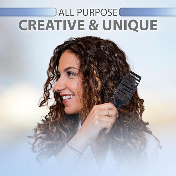 Flex Brush Vented Hair Brush for Blow Drying, Flexible Bristle for Women & Kids, Detangling, Massages Scalp for Hair Growth, Lightweight & Vented for Faster Drying, Boar Bristle & Nylon Mix (XL,Black)