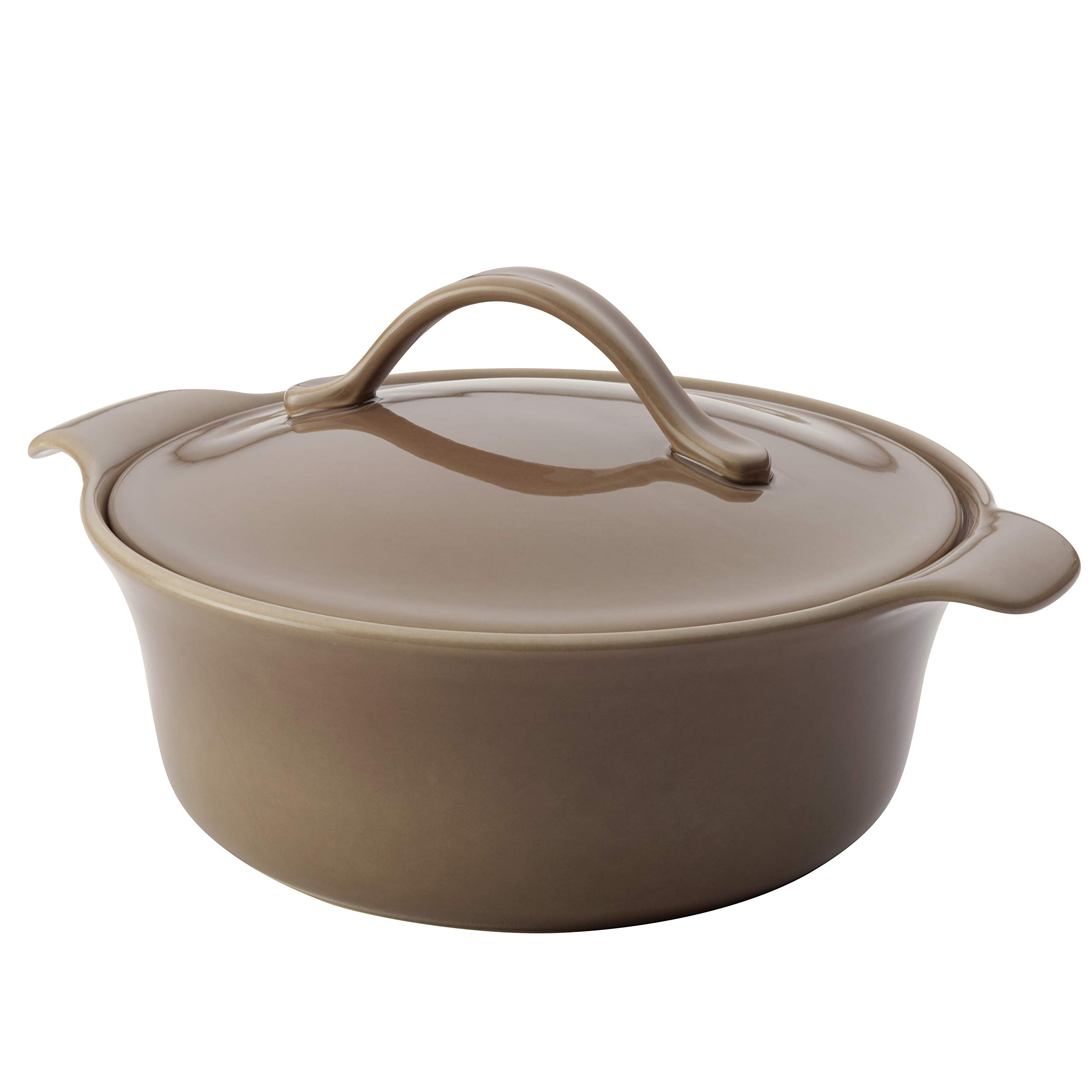 Anolon Vesta Ceramics Casserole Dish/Casserole Pan with Lid, Round - 2.5 Quart, Umber