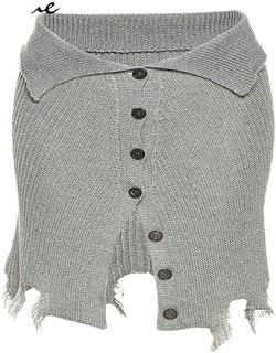 mingxinshangdian Gray Casual Light All-Match Soft Cool Vitality Mature Intellectual Elegant Street Women Button Irregular Skirt Two-Piece