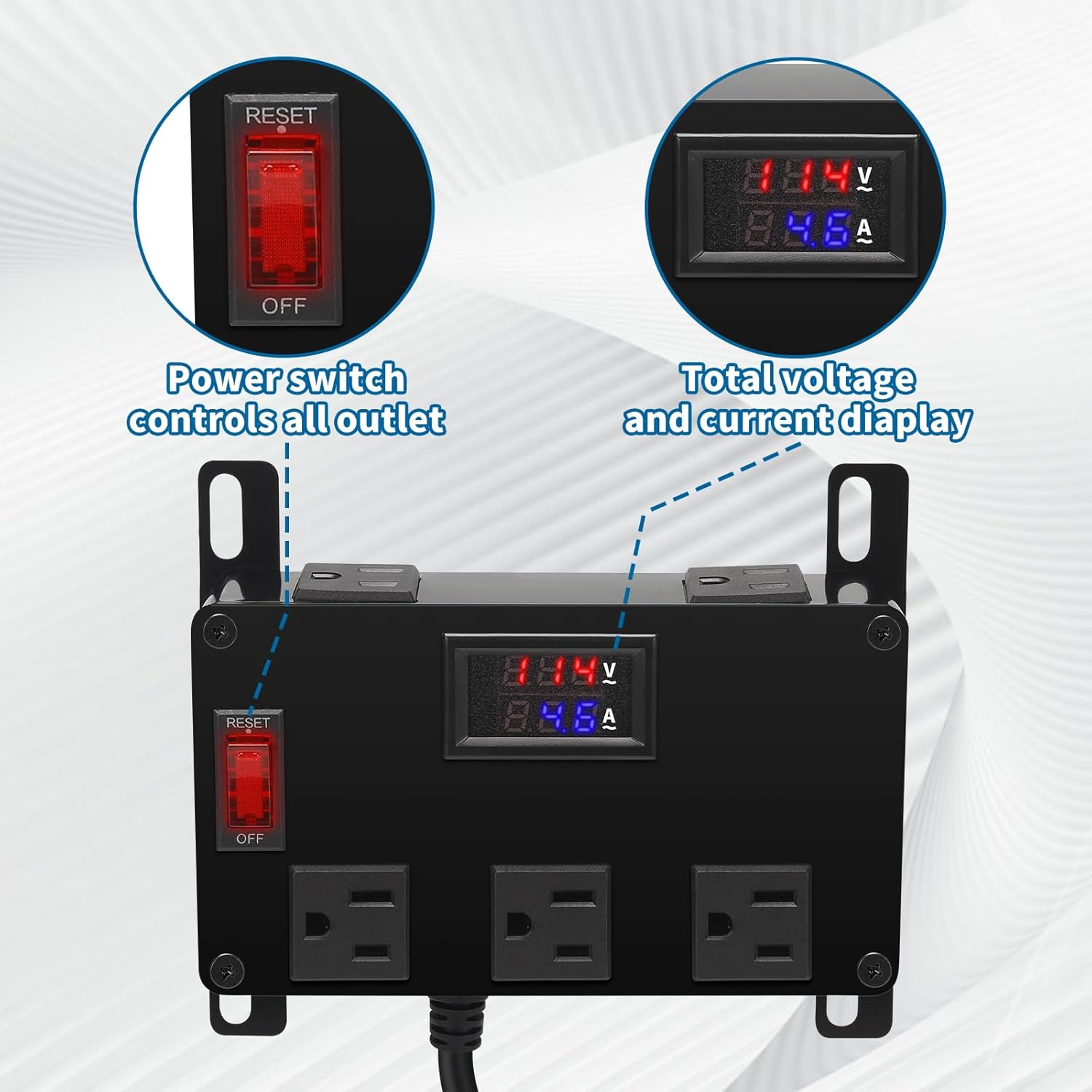 Media Cabinet Power Strip, 5 Outlets, Half Width, Compatible with On-Q Media Cabinets, 3 IEC C13 Adapters, 1 IEC C7 Adapter, AC1031