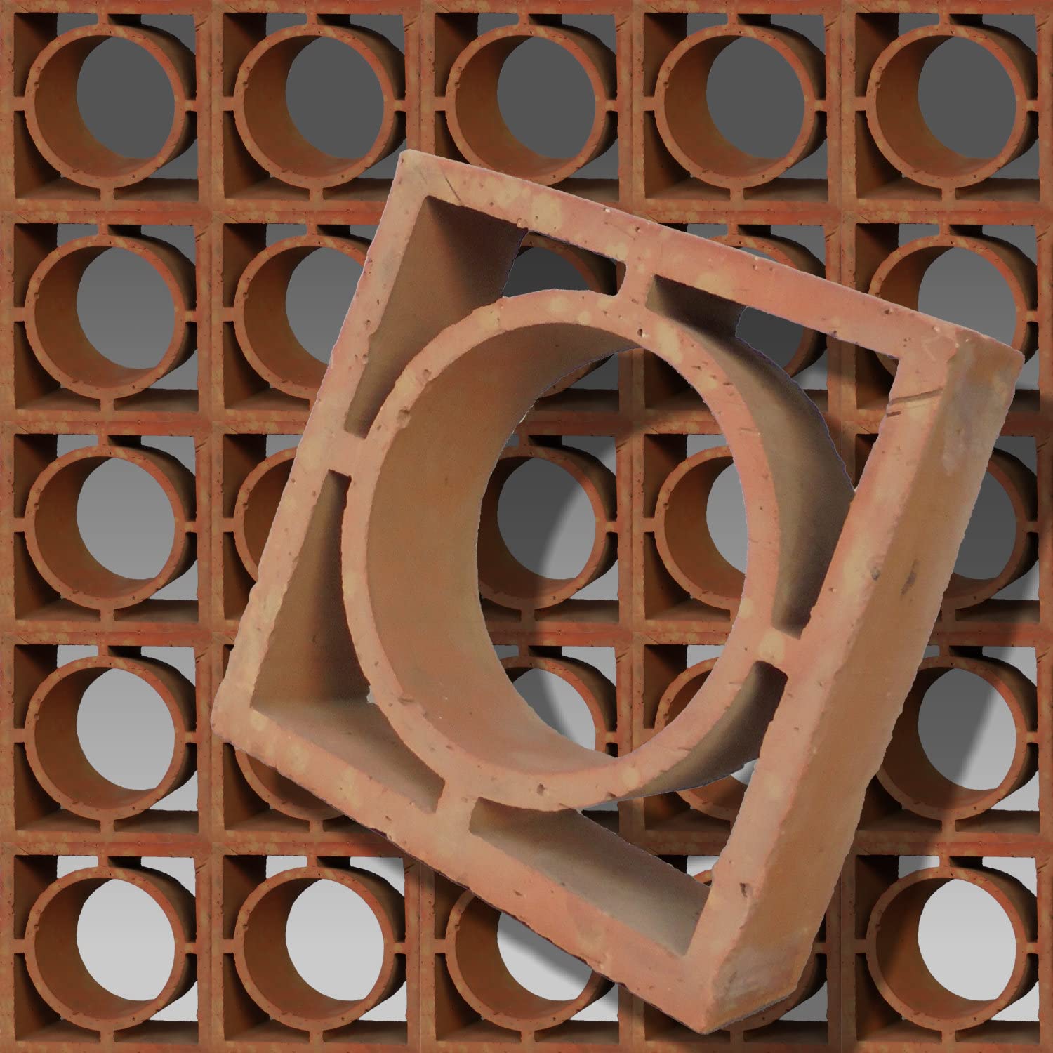 Terracota Breezeblocks – Ladrillo moldeable con adorno (ladrillo moldeado, círculo, 50, BE)