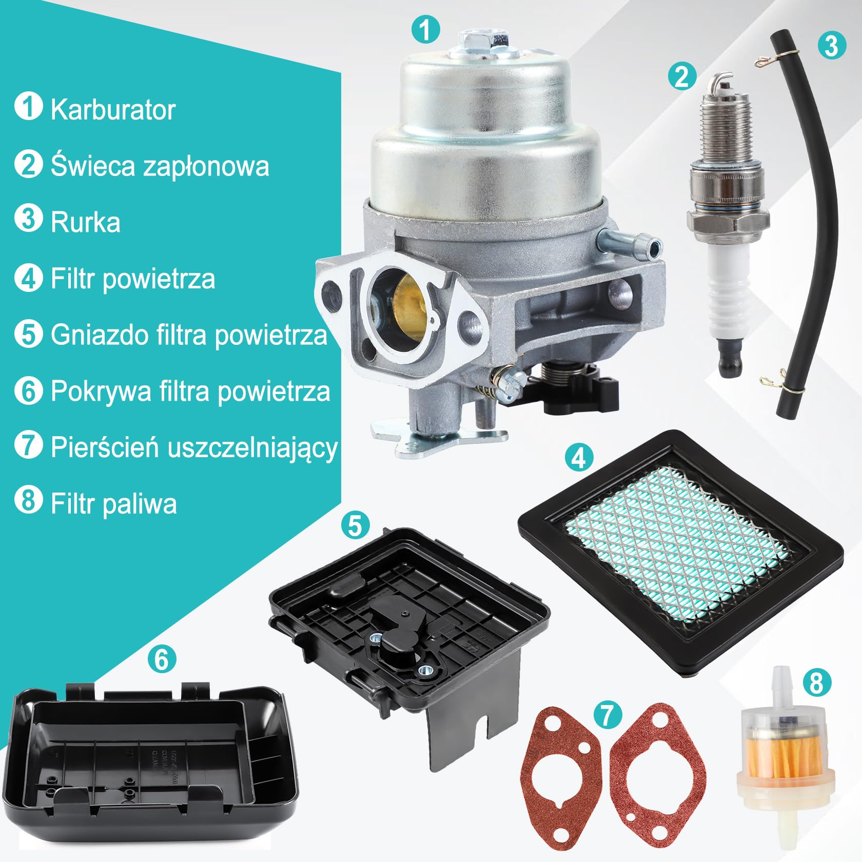 CarBole Wzawacz Kompatybilny z Hondą GCV135 GC160 GCV135 GCV160 GCV190,Wzawacz z Filtrem Powietrza,Filtrem Paliwa,Stawami,świeczką i Tuyau OE 16100-Z0L-023,16100-Z0L-853,HRB216