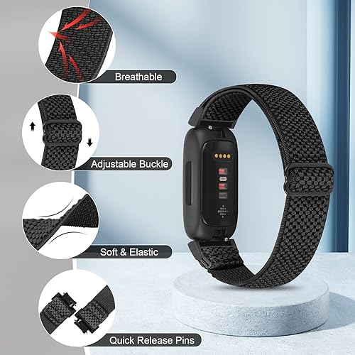 Miniatura 2 de Vodtian Paquete de 4 bandas compatibles con Fitbit Inspire 3Inspire 2InspireInspire HRAce 3Ace 2, correas elásticas ajustables de nailon de repuesto