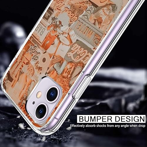 Miniatura 3 de Funda estética vintage con patrón de collage compatible con iPhone 11, patrón de collage de melocotón, TPU a prueba de golpes, funda protectora para