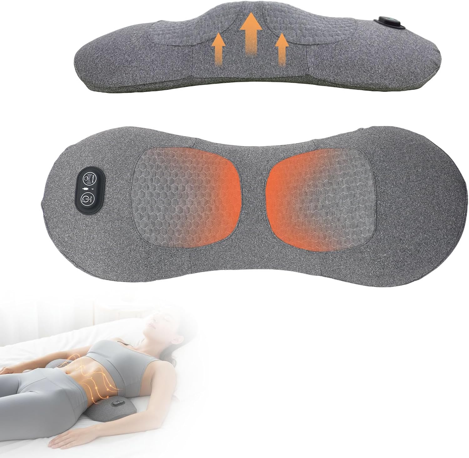 3-in-1 Lumbar Massager with Heating/Vibration/Adjustable Traction Memory foam lumbar pillow conforms to the spine's natural curve for relaxation Smart air cushion Ideal for home, office, or in-car use