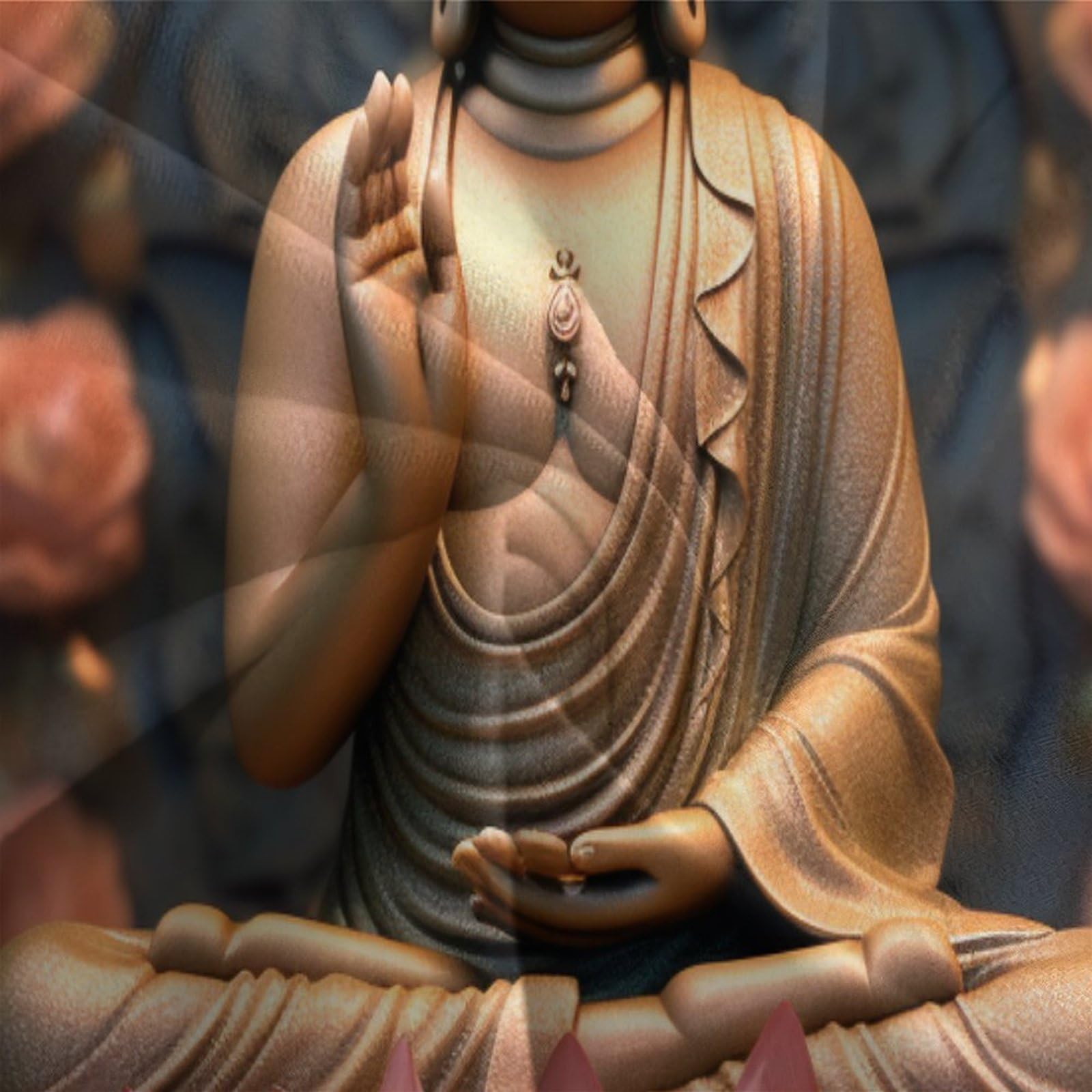 Set Copripiumino Statue Di Buddha - Biancheria Da Letto In Poliestere Con Federe - 240x260 Cm - 2