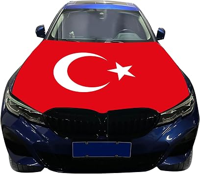 47.24x59.06 Inch Red Turkish Flag Car Hood Cover Engine Hood Decorative Banner with White Star & Moon for Festivals - Red