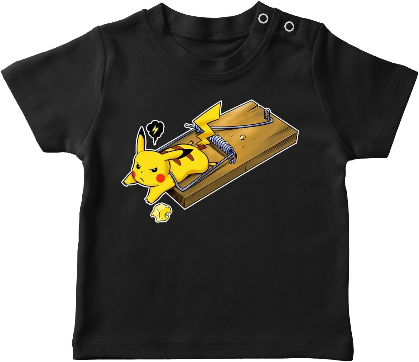 Okiwoki Funny Pokémon Parodies Black Baby's T-Shirt - Pikachu (Pokémon Parodies Parody) (Ref:94)