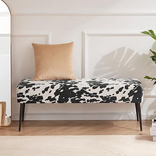Miniatura 84 de DUHOME Banco otomano tapizado con botones, banco tapizado para dormitorio, reposapiés, banco de acento para entrada, comedor, sala de estar, Negro