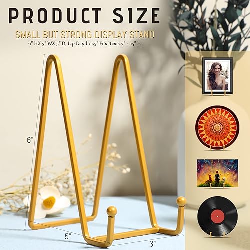 Miniatura 2 de Mixweer Paquete de 18 soportes para platos de 6 pulgadas, soportes de exhibición de marcos de fotos, soporte de marco de metal para platos