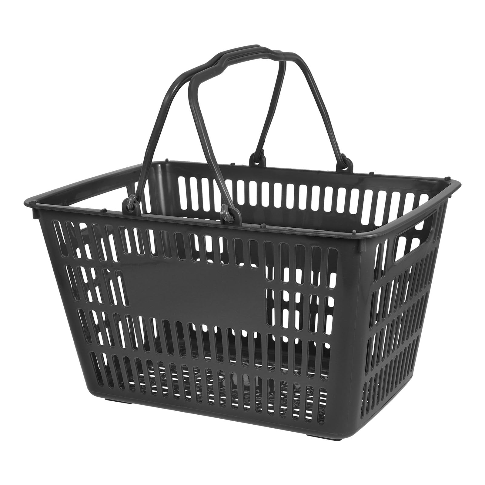 Healeved Tragbarer Aufbewahrungskorb Kunststoff 18l mit Klappbaren Griffen Organizer für Badezimmer Toilettenartikel und Küchengewürze Grauer Einkaufskorb für Supermarkt und Haushalt