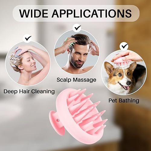 Miniatura 7 de Cepillo masajeador de silicona para el cuero cabelludo, cepillo para el cuero cabelludo con cerdas de silicona suaves para eliminar la caspa y el