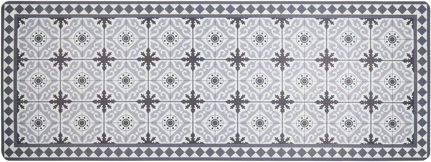 U'Artlines Anti Fatigue Kitchen Floor Mats, Comfort Heavy Duty Standing Mats, Extra Thick Waterproof PVC Non Slip Washable for Home Office Standing Desk Rug (Style B - Grey, 17x47Inch)