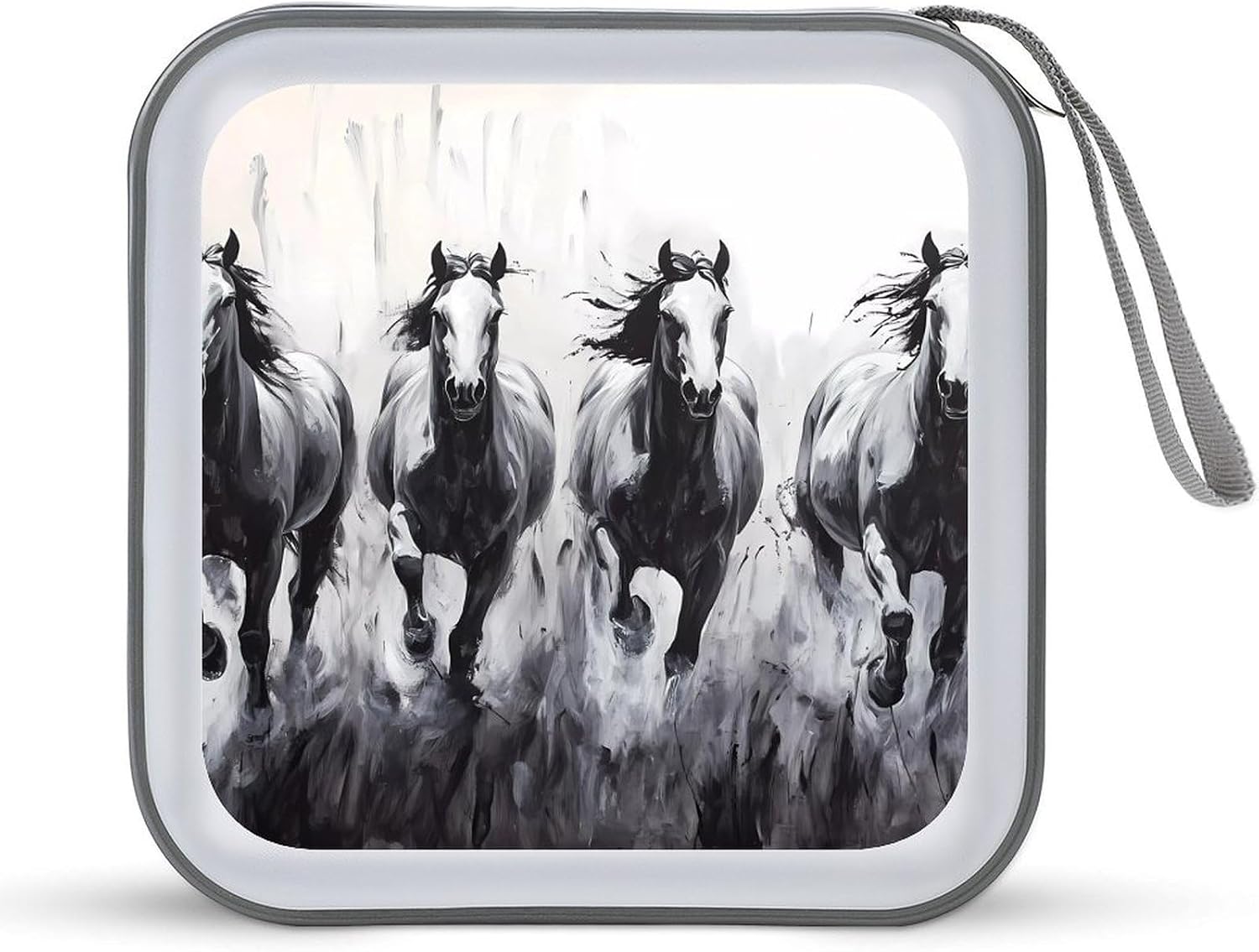 Horses Running in The Wild Protective CD Case Storage Rack 40 Capacity DVD Holder Organizer Car Travel
