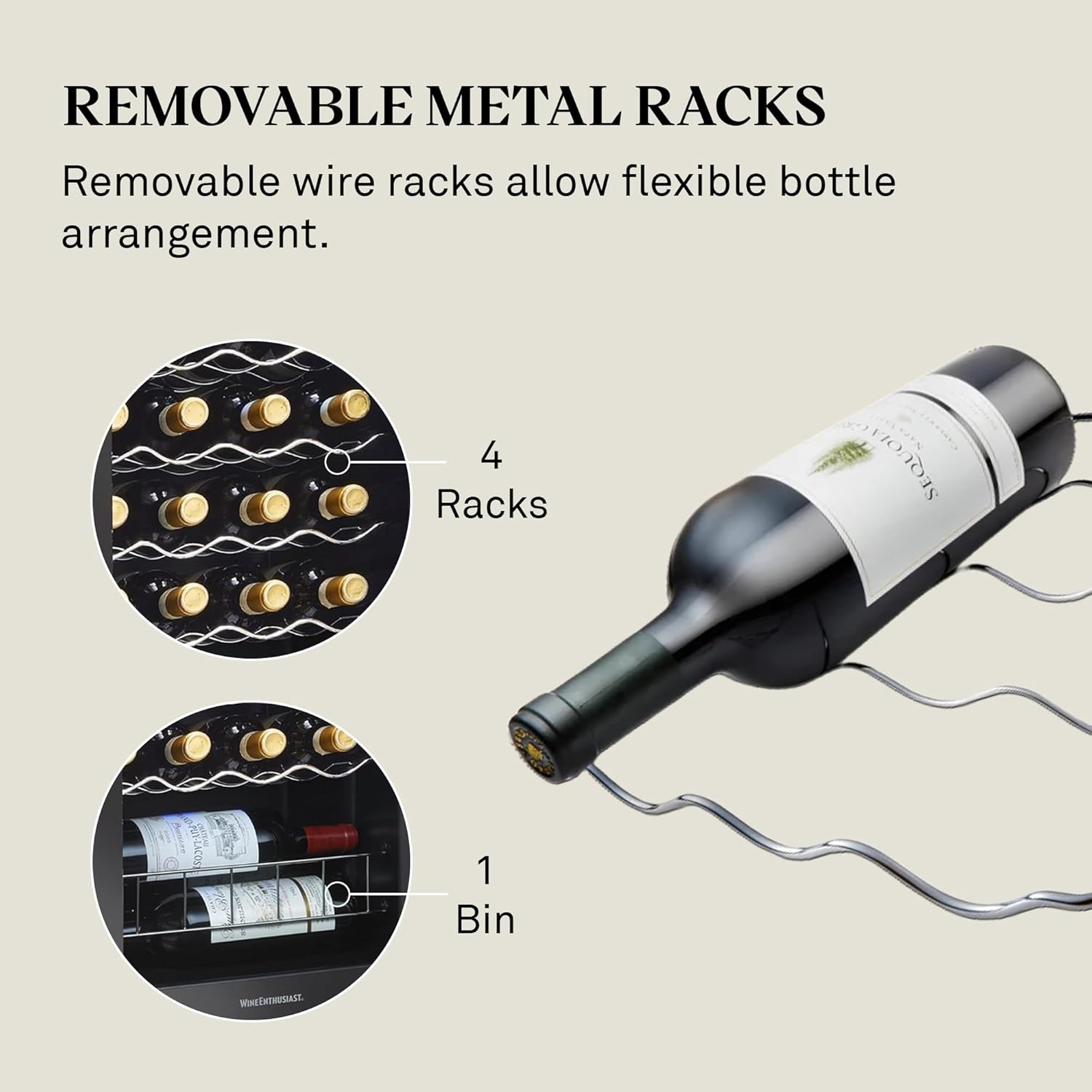 Wine Enthusiast 20-Bottle Compressor Wine Cooler - Freestanding 1.8 Cu. Ft. Wine Refrigerator for Home & Kitchen, Energy-Efficient Cooling of 41-64°F, Adjustable LED Touchscreen & Temperature Display