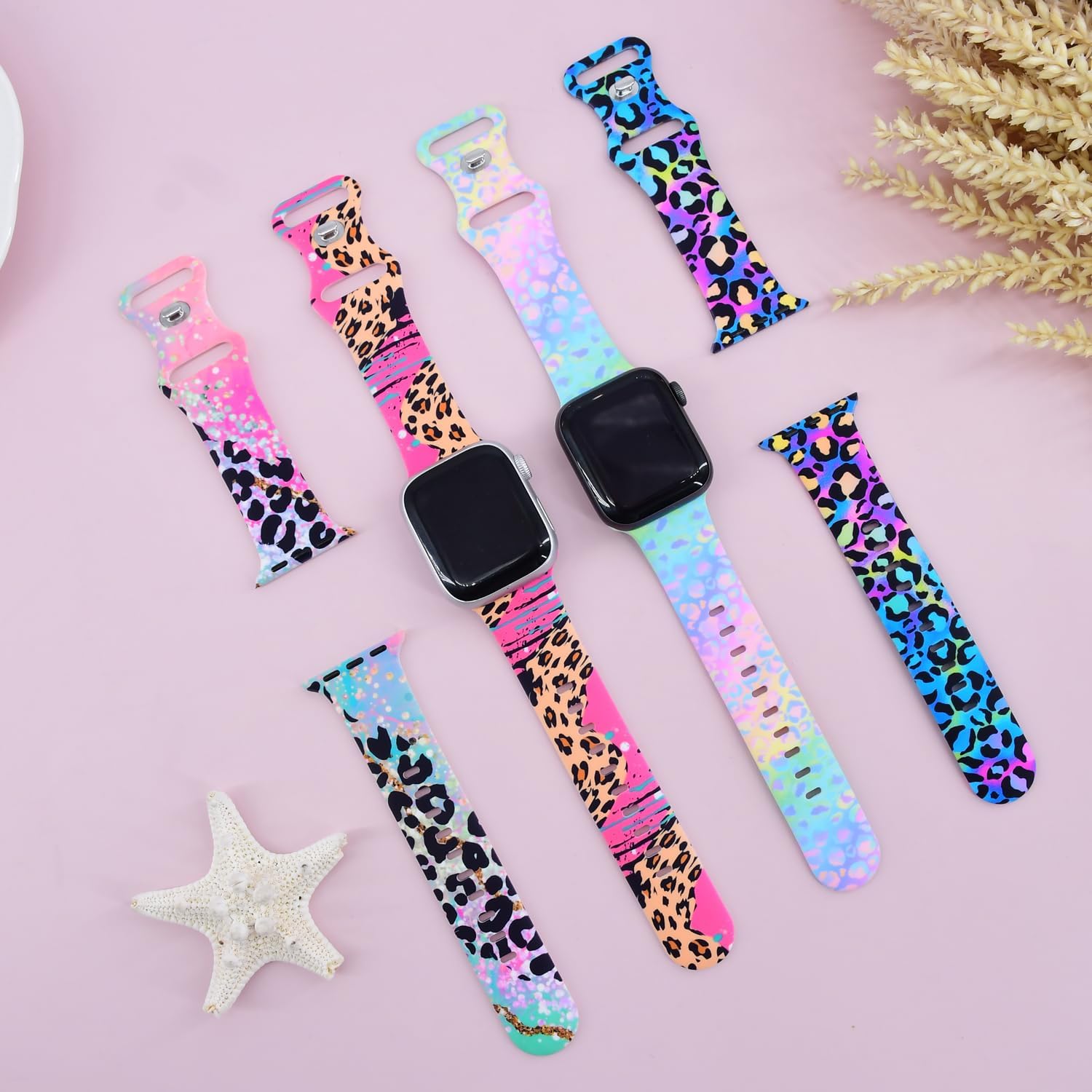 Cute Cheetah Strap for Apple Watch Bands 38mm 40mm 41mm 42mm 44mm 45mm 46mm 49mm, Soft Leopard Silicone Bracelet for iWatch Band Series 11 10 9 8 7 6 5 4 3 2 1 SE Ultra Women Girl