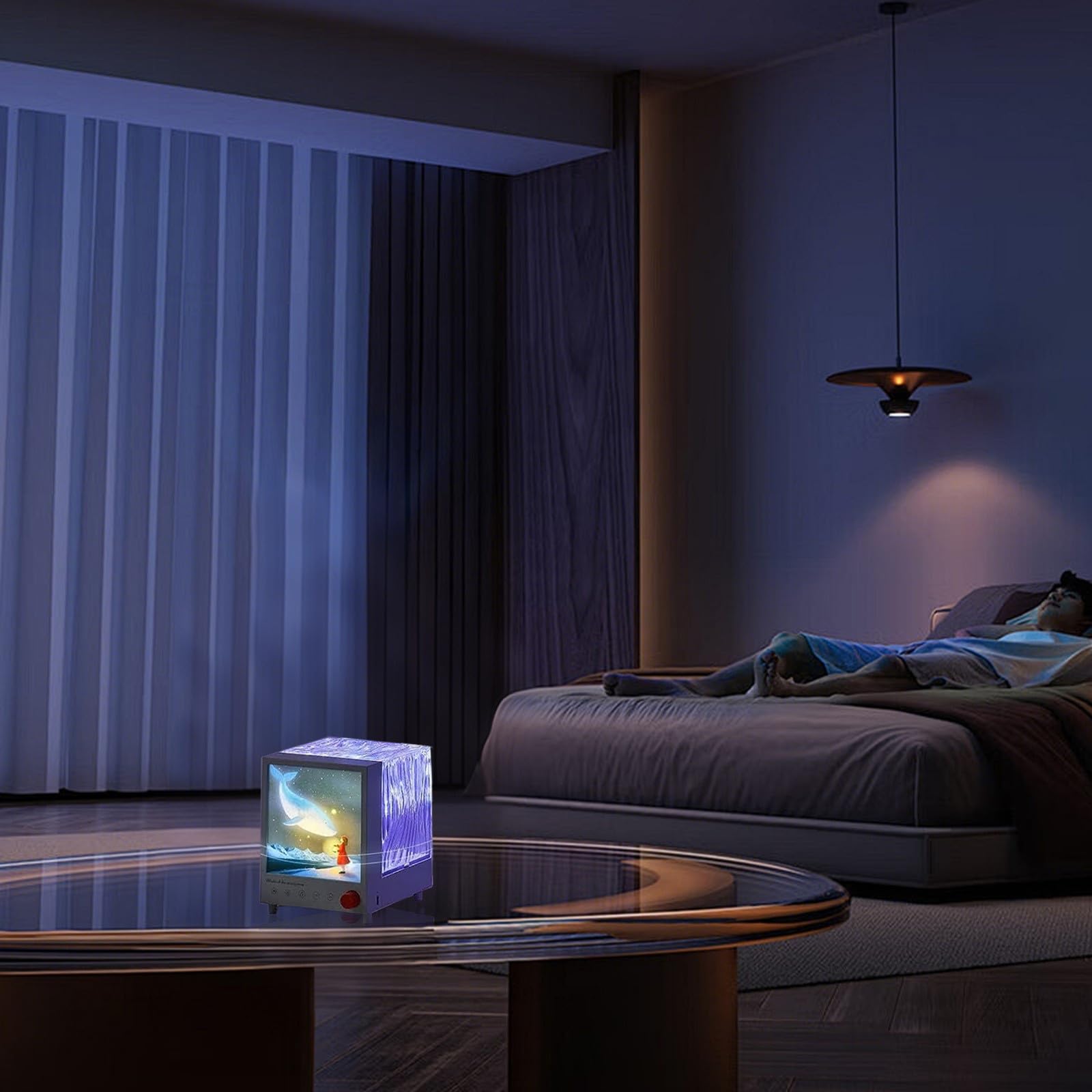 Proiettore Luci Proiettore Luce Notturna Proiettore per Camera da Letto Costruito in Blu Dente 4 Modalità di Luce e 3 Temi Suoni Rumore Bianco per Casa Relax Party Musica 062082