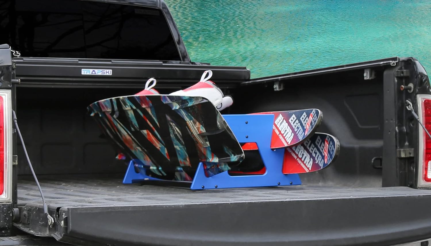 TRAPSKI Mobile Wide Stance Snowboard Racks Marine Grade HDPE Plastic | UV Protected | Premium Strap Included | 3 Year Warranty | Made in The USA | Veteran Owned Business (Black, Quad)