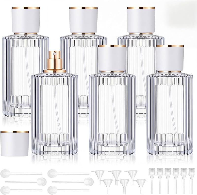 Frascos de perfume recarregáveis Teenyyou, 100 mL, brancos, Pacote com 6
