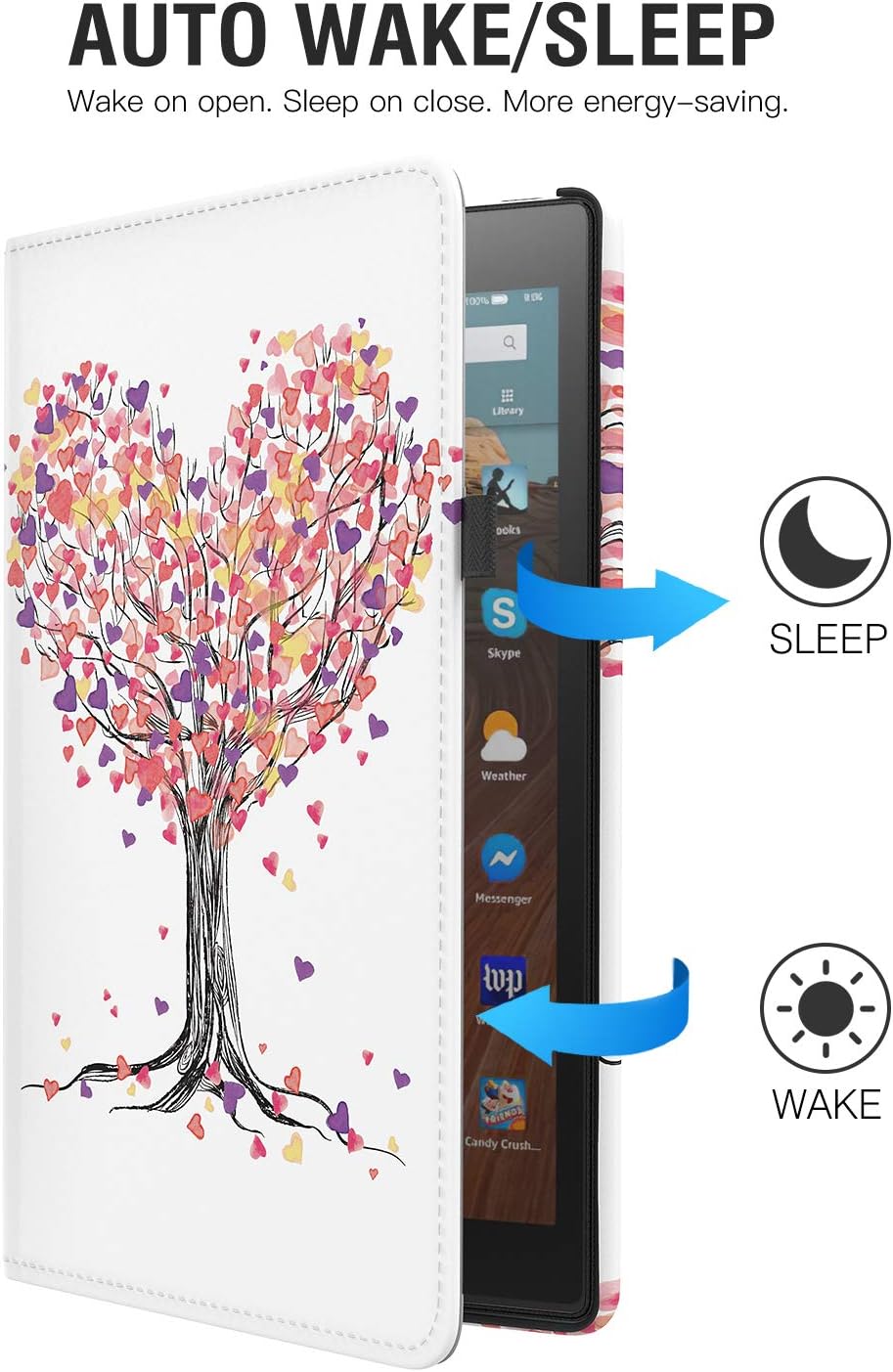 TiMOVO Case for All-New Fire HD 10 Tablet (9th Generation, 2019 Release and 7th Generation, 2017 Release) - 360 Degree Rotating Swivel Stand Cover Case for Amazon Fire HD 10 Tablet, Love Tree