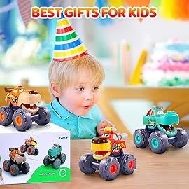 OCATO Car Toys for 1 Year Old Boy Gifts, Pull Back Monster Truck Toy Cars for Toddlers 1-3, 1 2 3 One Year Old Boy Birthday Gift 1st Vehicles Kids Stocking Stuffers Toddler Baby Boys Toys 12-18 Months