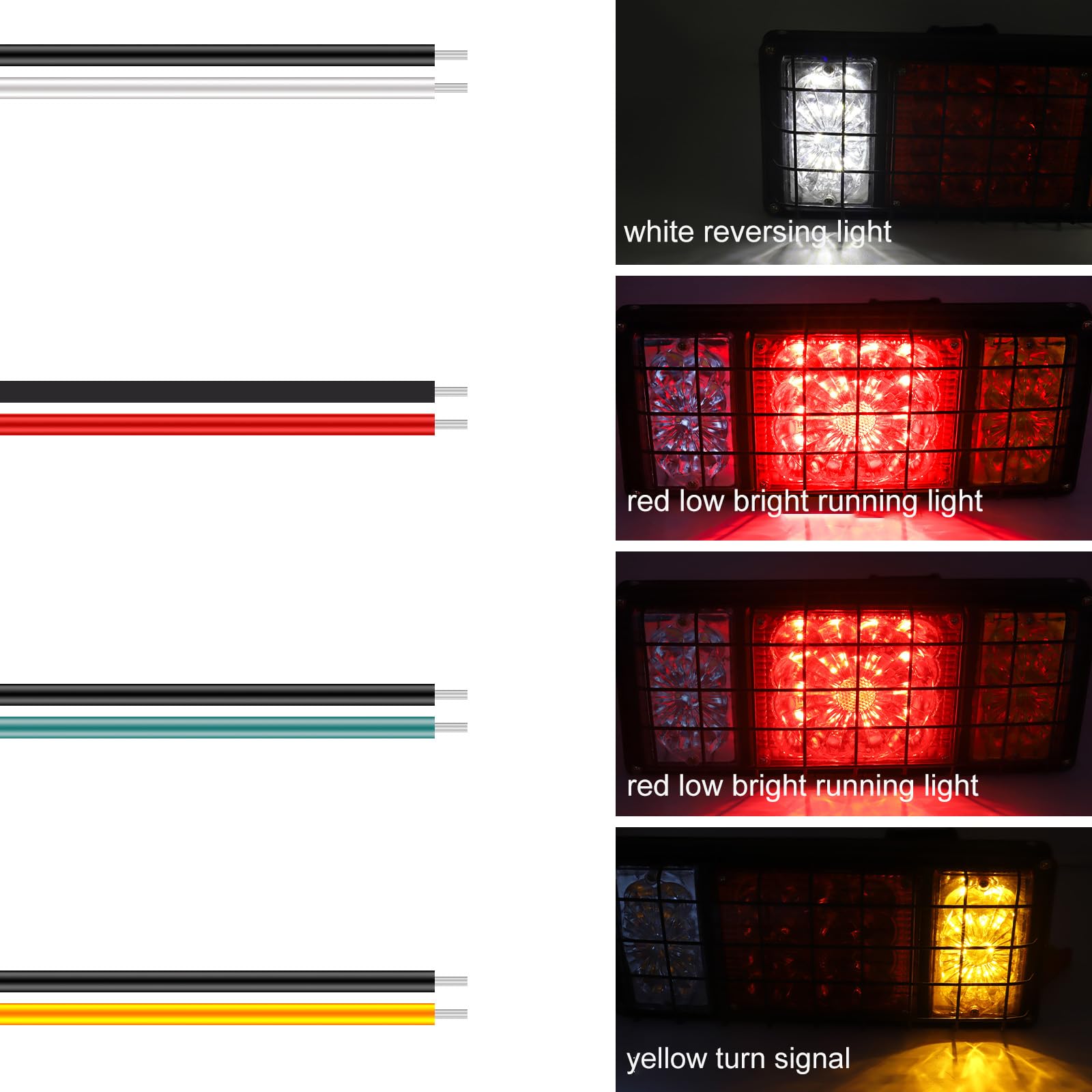 Les lumières de la remorque LED TRUC LED Feux de freinage arrière avec filet en fer, feuille de queue Universal Indicateur inverse 12V pour la remorque Tracteur Lorry Caravan Van 2PCS