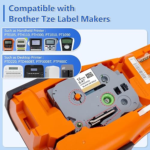 Vista 20 de BOYEEZON Paquete de 5 cintas de color laminadas de 0.019 in, compatibles con Brother P Touch TZe-131, 132, 133, 232, 233, 0.47