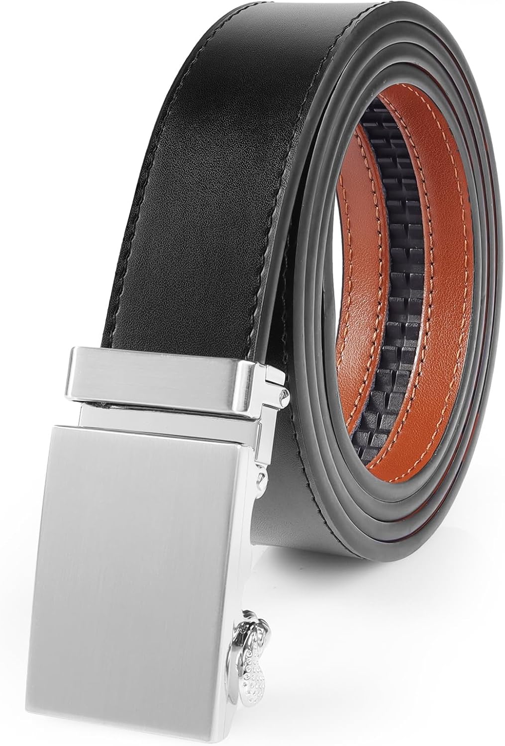 Men's Belt, Slide Ratchet Belt for Men with Leather 1 3/8“ width 35mm,Trim to Fit