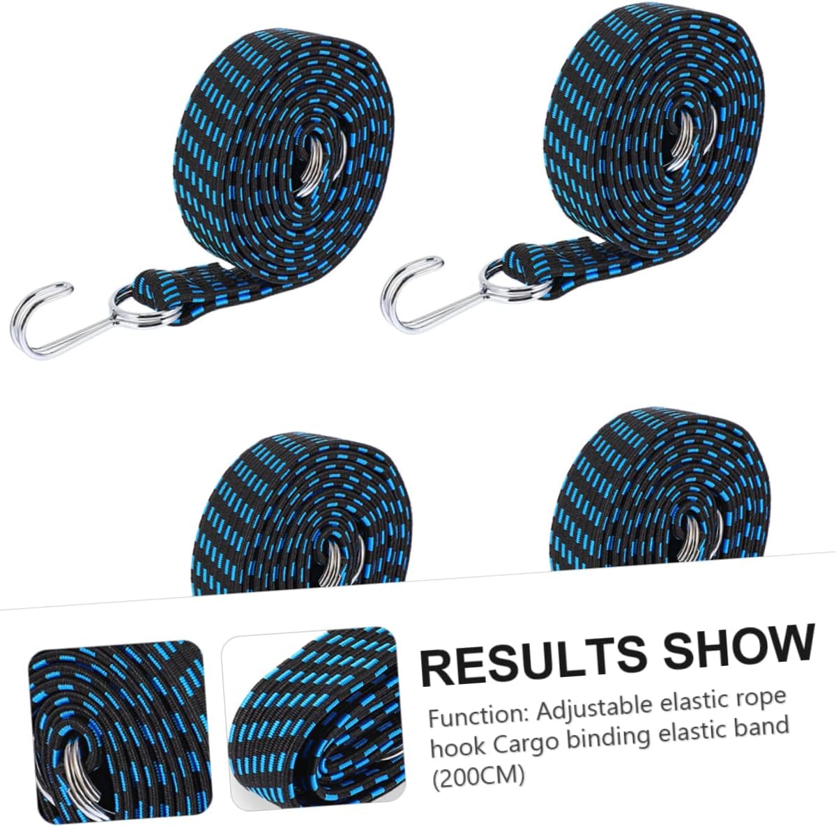 2pcs Adjustable Elastic Luggage Fixing Straps with Hooks Durable Stretchy Tie Down Belts for Cargo Clothes and Outdoor Use Bundling