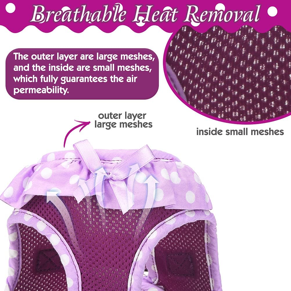 Puppy Harness and Leash Set for Small Dogs Cats - Soft Mesh Adjustable No Pull Dog Vest Harness with Cute Polka Dot and Bowknot : Pet Supplies