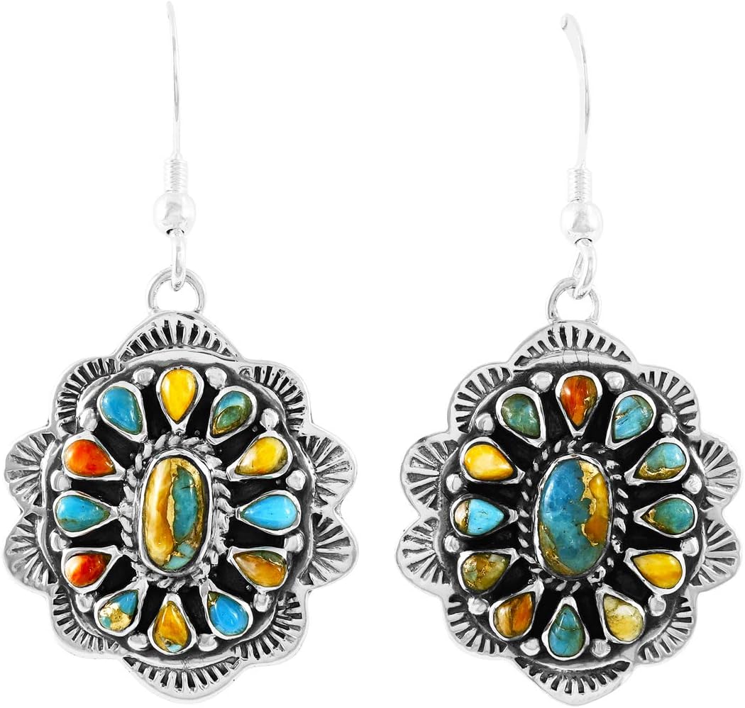 Turquoise Earrings 925 Sterling Silver & Genuine Gemstones (Choose Color)