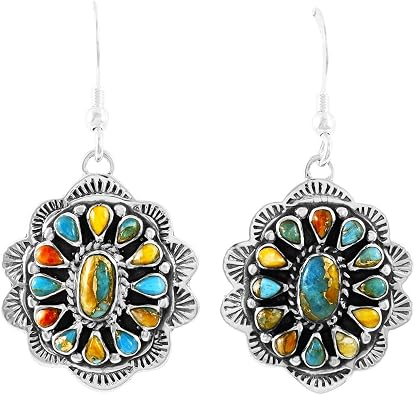 Turquoise Earrings 925 Sterling Silver & Genuine Gemstones Choose Color
