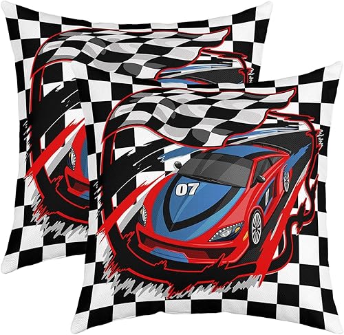 Fundas de almohada de coche de carreras frescas, fundas de cojín de coche de carreras rápidas para niños, adolescentes, sofá, fundas de almohada
